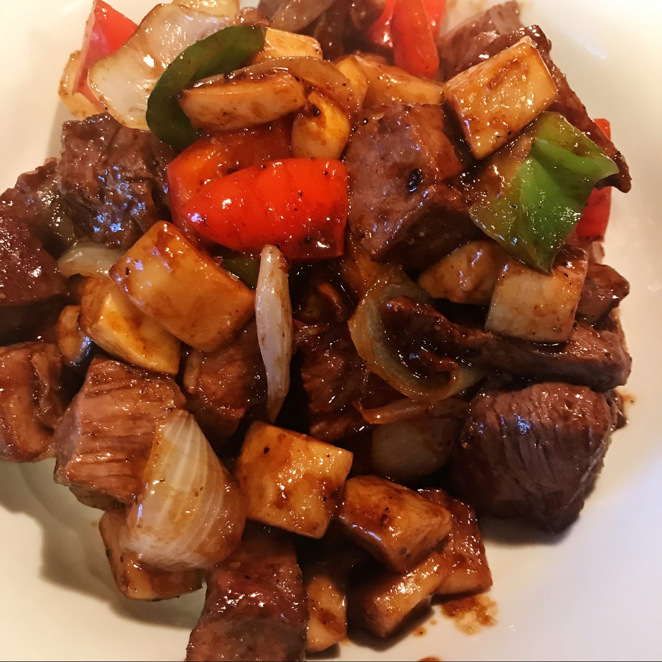 King Oyster Mushroom and Steak spiced with Black Pepper