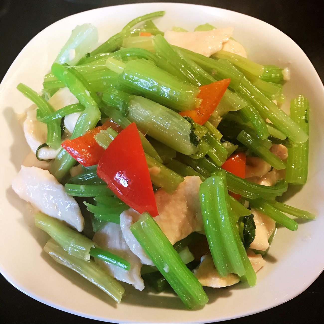 Chicken tenderloin grilled celery