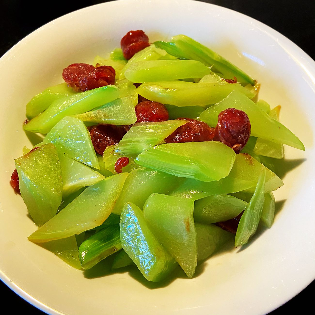 Chinese Style Sausage with A choy Roots